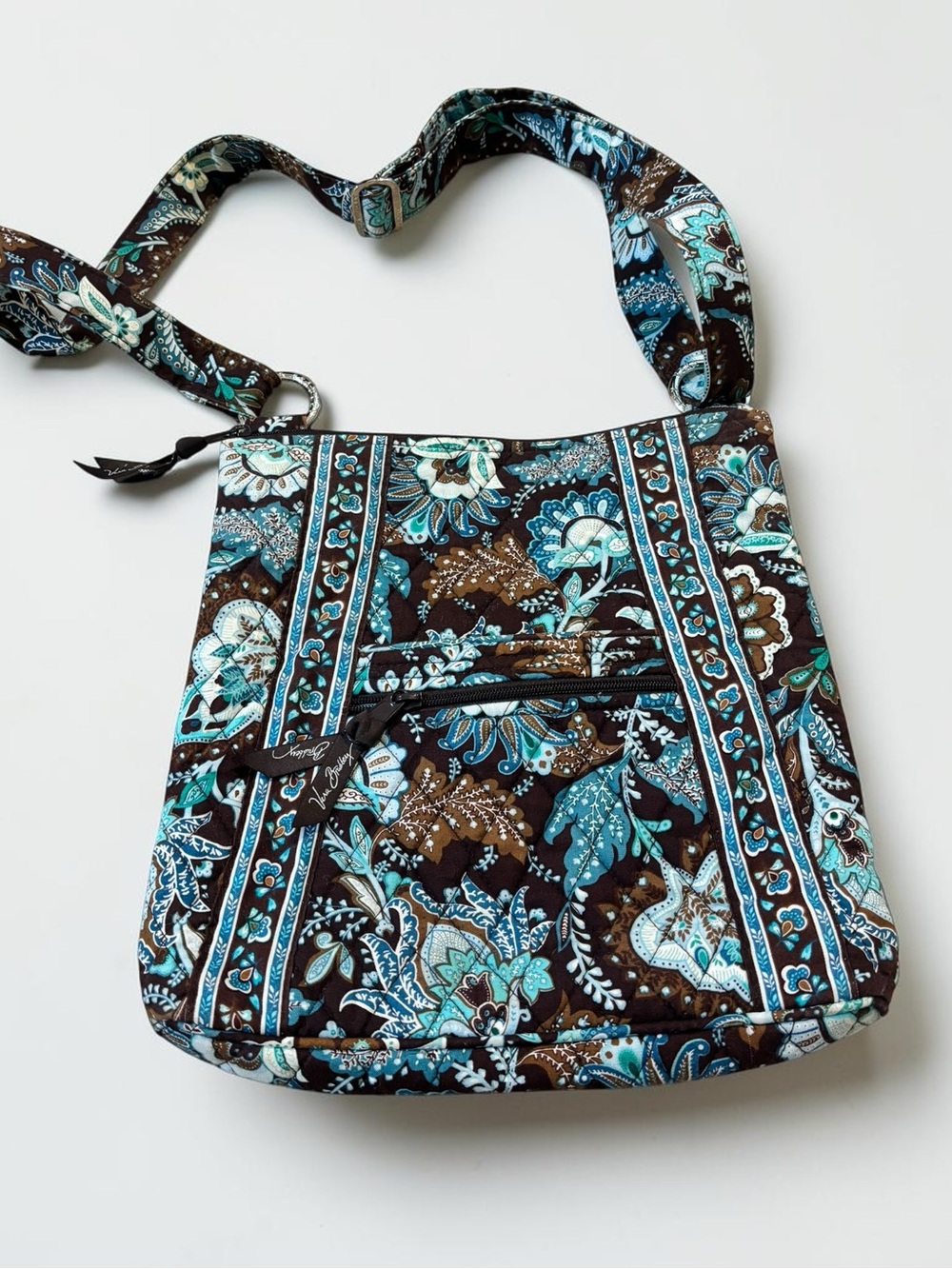 Java Blue Retired Vera Bradley Hipster Crossbody Bag 2006 Teal Brown Y2K Vintage
